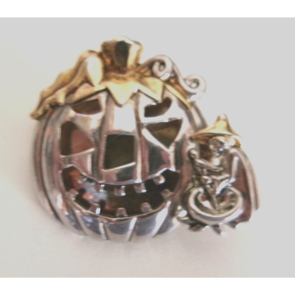 Witch Pumpkin Jack-O-Lantern Halloween Brooch Pin Pendant Combo Signed Best